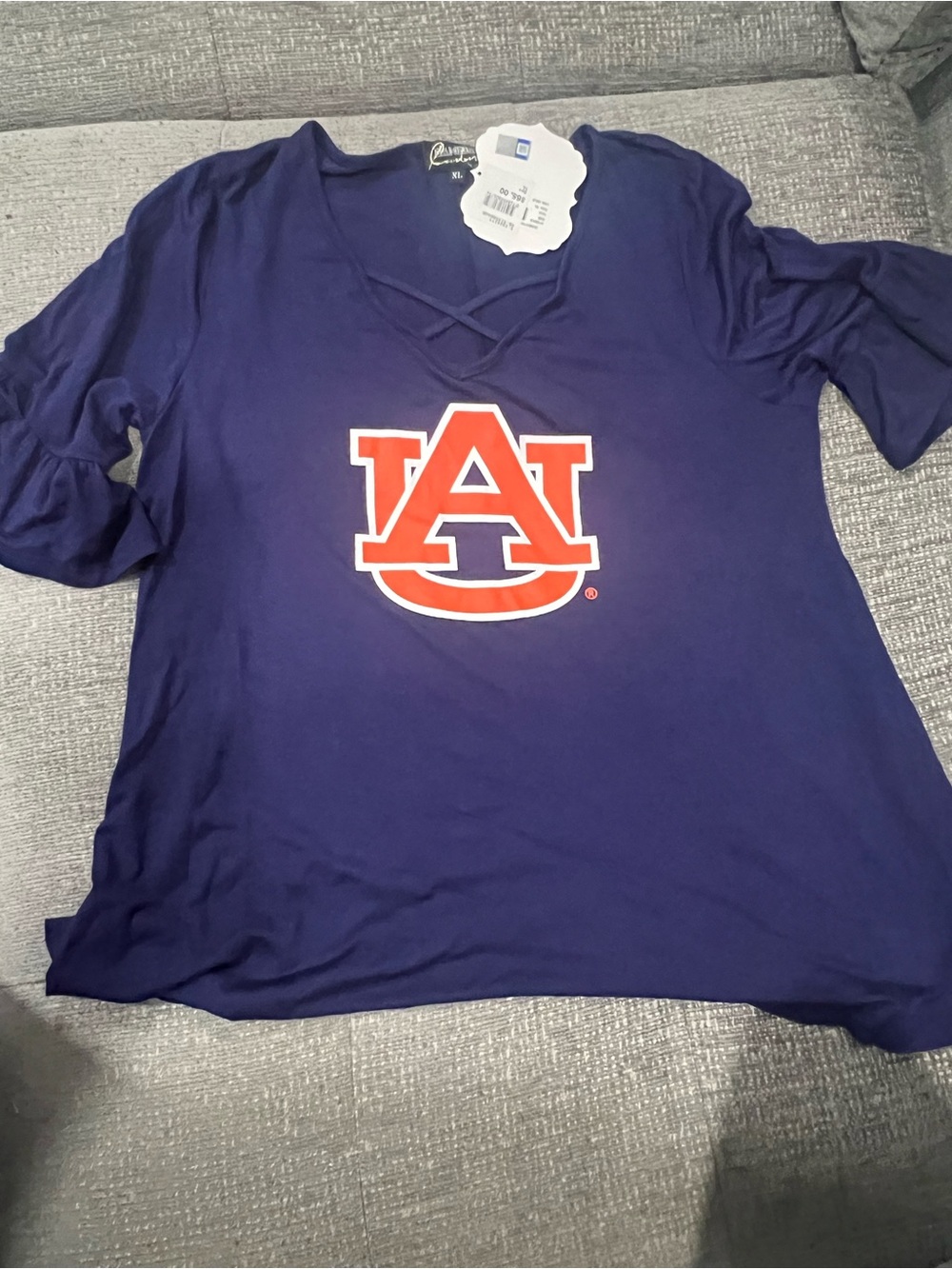 Gameday Couture Auburn University strappy criss-cross V-neck game day top. N30